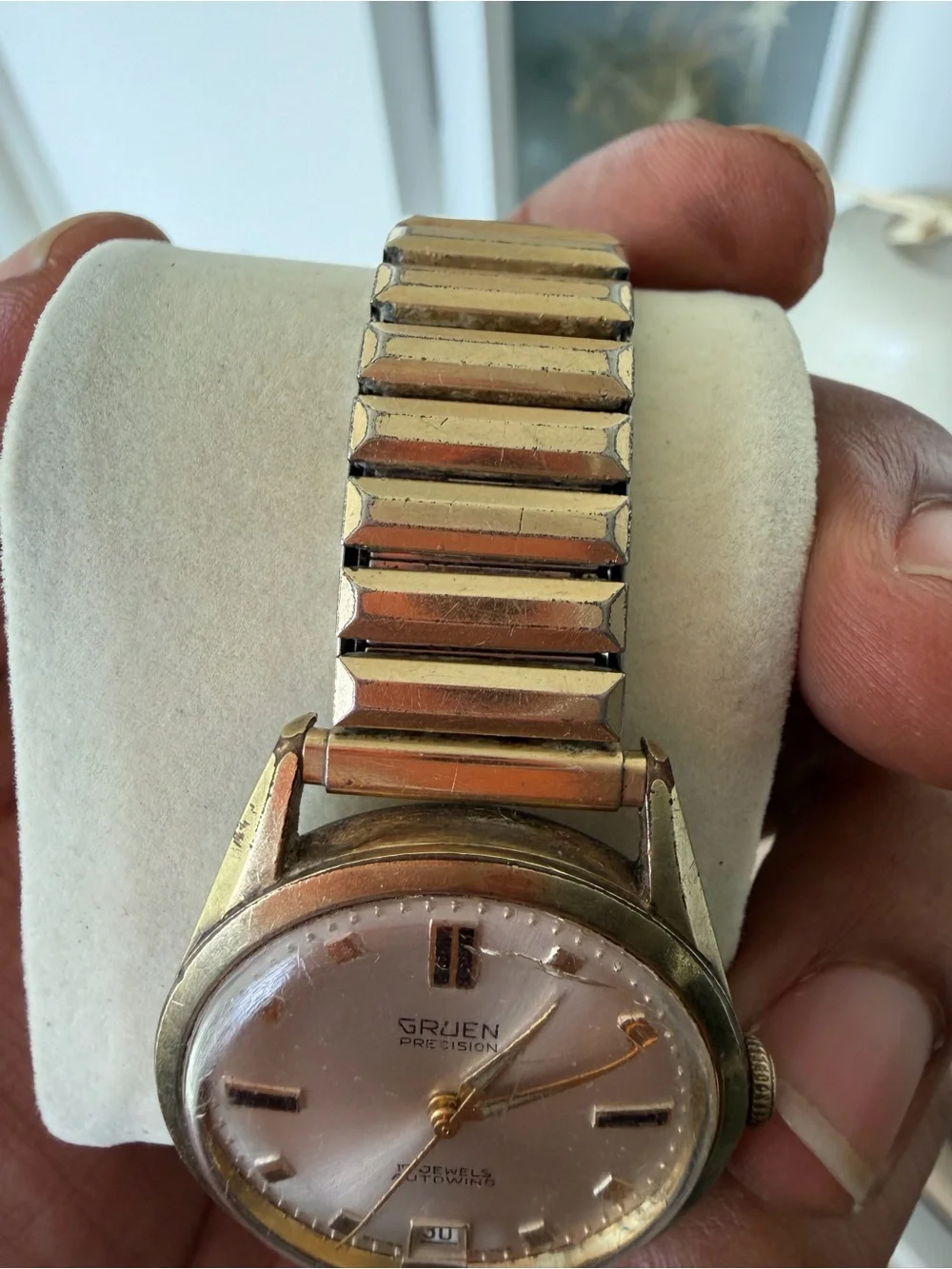 Gruen Precision Vintage Gold Tone Automatic Watch - White Dial 1960s